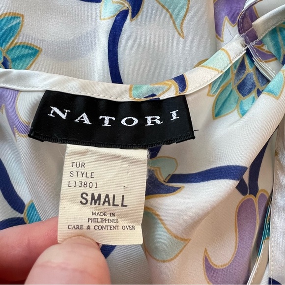 Vintage Natori White Lotus Print Slip Dress - Picture 4 of 5